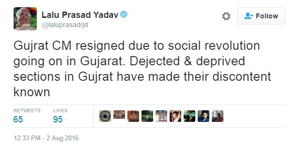 lalu prasad yadav, anandiben patel, twitter