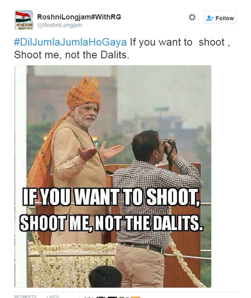 Narendra Modi, PM Modi, Narendra Modi Twitter, Narendra Modi Jumla, #DilJumlaJumlaHoGaya, Modi Speech, Dalit Atrocities, Gau Raksha, Twitter Trolls, Modi Trolled, Social Media, India News, Jansatta
