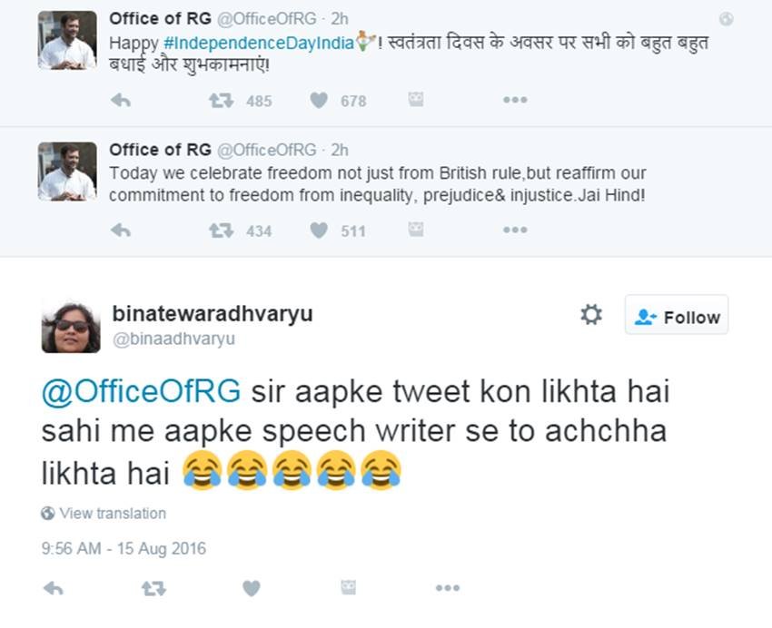 Rahul Gandhi, Congress VP, Independence Day 2016, Red Fort, Rahul gandhi Speech, Rahul gandhi Trolled, Social Media, Twitter Trolls, India News, Jansatta