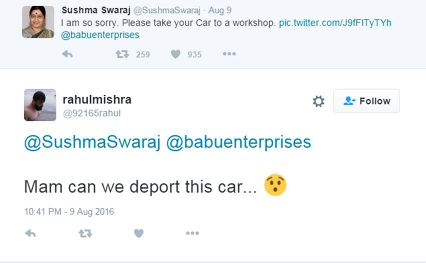 Sushma Swaraj, Sushma Swaraj Twitter, Sushma MEA, Foreign Minister, Sushma Swaraj Help, External Affairs, Twitter Hilarious, Social media, Modi Govt, India News, Jansatta