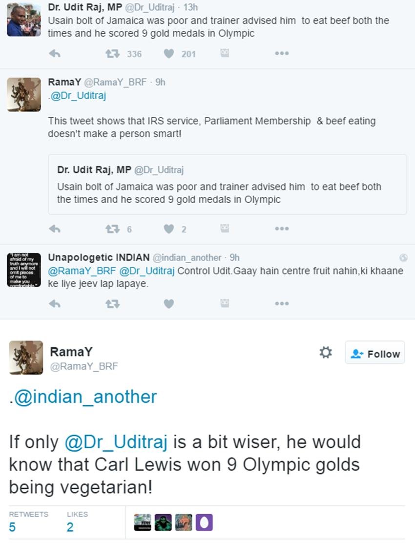 Beef, Usain Bolt, Udit Raj, Udit Raj BJP, Beef Eating, Cow Meat, Usain Bolt Secret, Beef Protein, Usian Bolt Olympics, Twitter Trolls, India News, Jansatta
