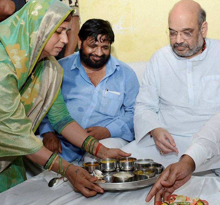 Dining with Dalits, amit shah, amit shah dine with dalit, eating with dalits, Rahul Gandhi, BJP, UP elections 2017, dalits in uttar pradesh, mayawati, uttar pradesh news