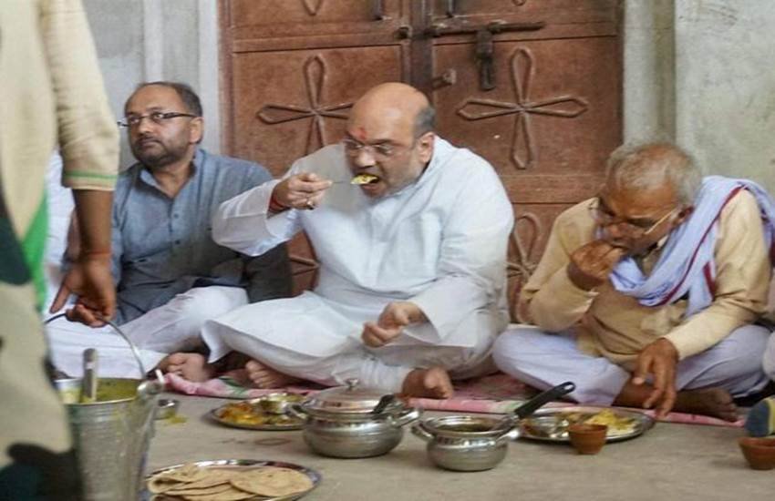 Dining with Dalits, amit shah, amit shah dine with dalit, eating with dalits, Rahul Gandhi, BJP, UP elections 2017, dalits in uttar pradesh, mayawati, uttar pradesh news