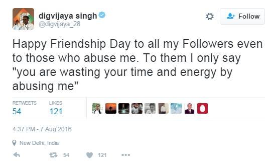 digvijaya singh, friendship day
