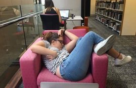girl, viral photo, girl caught sleeping in library