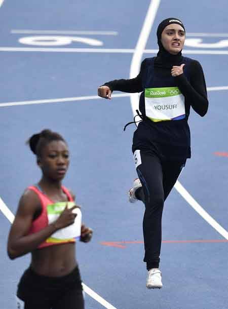 2016 Rio Olympics, Kariman Abuljadayel, Kamia Yousufi, female sprinters, Saudia Arabia, Afghanistan, hijabs, 100 metres