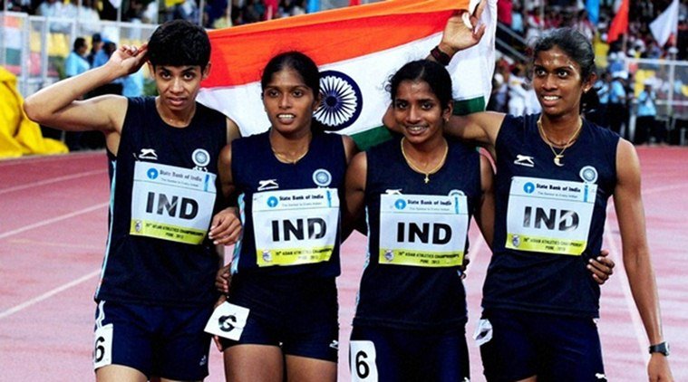 महिला 400 रिले दौड़ की भारतीय टीम।