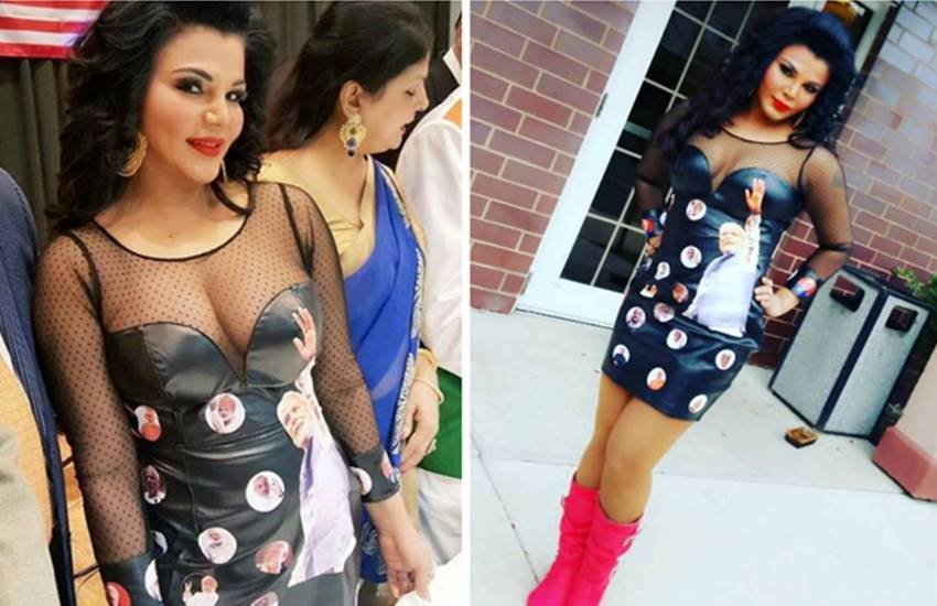 Rakhi Sawant, rakhi sawant modi dress, rakhi sawant narendra modi dress, rakhi sawant new dress, rakhi sawant PM Modi Dress, PM Modi, Rakhi Sawant dress, Rakhi Sawant controversy, Rakhi Sawant controversial dress, Rakhi Sawant black dress