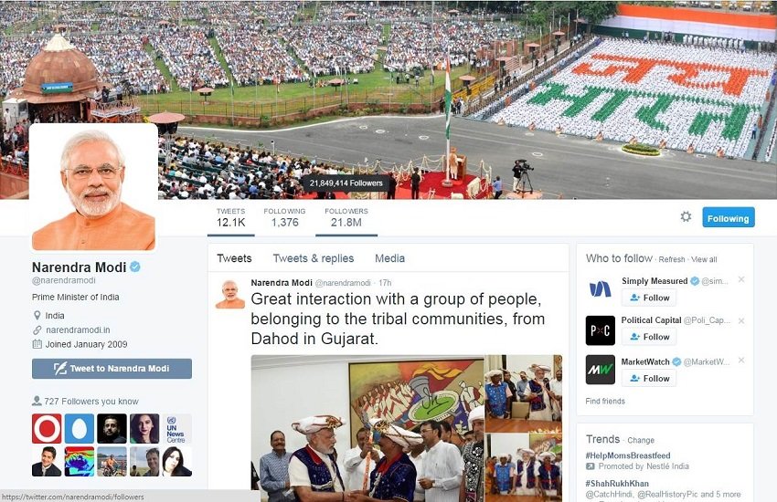 narendra modi twitter screen shot