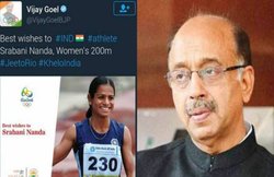 Rio olympic 2016: खेल मंत्री विजय गोयल ने इस बार की बड़ी गलती, लोगों ने ट्विटर पर निकाला गुस्सा