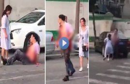 hocking video, knife-wielding woman stab