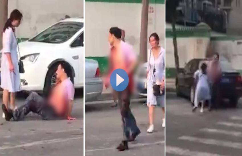 hocking video, knife-wielding woman stab