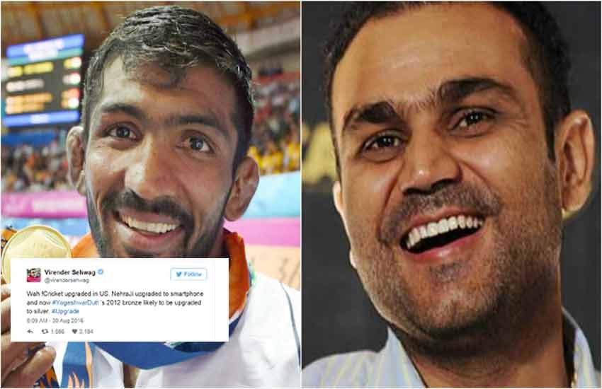 Yogeshwar Dutt, Yogeshwar Dutt silver upgrade, Virender Sehwag