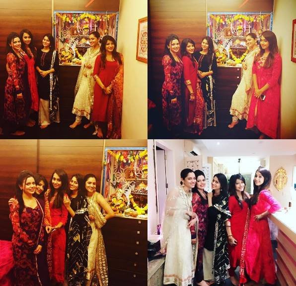 अंकिता लोखंडे ने पवित्र रिश्ता की टीम के साथ बप्पा का स्वागत किया।