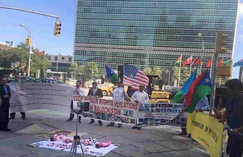 Baloch protest, UNGA, Nawaz Sharif Speech, Baloch Nawaz Sharif, UN Baloch protest, Baloch Republ, UN Headquarter, Baloch nationals protest