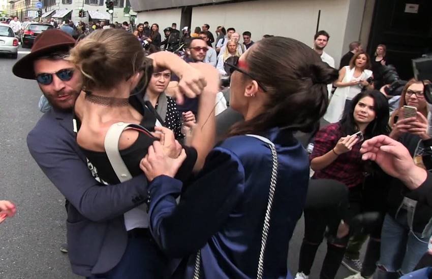 Victoria's Secret Angel, Super model Gigi Hadid, Milan Fashion Show, Man Misbehaved with Giga Hadid, Italy, Max Mara fashion show, American Model Gigi Hadid, Gigi's Sister Bella Hadid