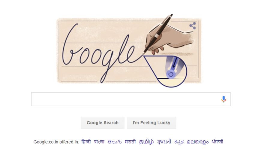 लाज़्लो बिरो के जन्मदिन पर गूगल ने खास प्रकार का डूडल तैयार किया है। (Photo: Google)