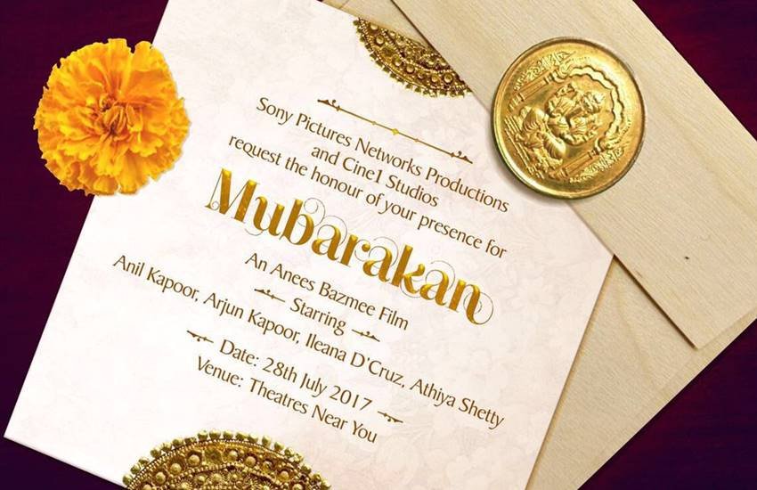 Anees Bazmee upcoming movie, Anil Kapoor upcoming movie, Arjun Kapoor upcoming movie, Athiya Shetty upcoming movie, ileana d'cruz upcoming movie, Mubarakan, wedding card poster of mubarkan Anees Bazmee upcoming movie, Anil Kapoor upcoming movie, Arjun Kapoor upcoming movie, Athiya Shetty upcoming movie, ileana d'cruz upcoming movie, Mubarakan, wedding card poster of mubarkan
