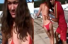 Bikini girl, swimming pool, viral video