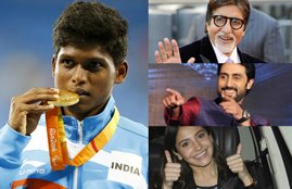 bollywood wishes mariyappan thangavelu, aamir khan twitter, amitabh bachchan twitter, abhishek bachchan twitter, anushaka sharma, gold in paralympics, sachin twitter