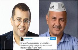 manish sisodia, chetan bhagat, twitter, ashutosh