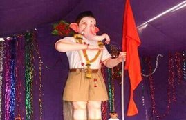 ganesha, RSS, RSS uniform, ganesh statue, ganesha statue in RSS dress, ganesha pooja, ganesh visarjana
