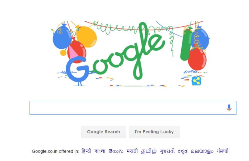 गूगल 27 सितंबर को अपना 18वां जन्मदिन मना रहा है। इसके लिए एक खास तरह का डूडल भी तैयार किया गया है। (Photo: Google.com)
