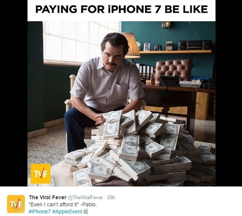 iPhone7 की कीमत 649 डॉलर (लगभग 43,000 रुपए) से शुरू होगी। वहीं आईफोन 7 Plus की कीमतें 769 डॉलर से शुरू होगी। (फोटो: ट्विटर)