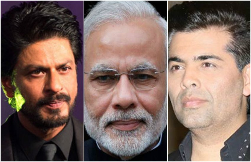 (बाएं से दाएं) शाहरुख खान, नरेंद्र मोदी और करण जौहर।
