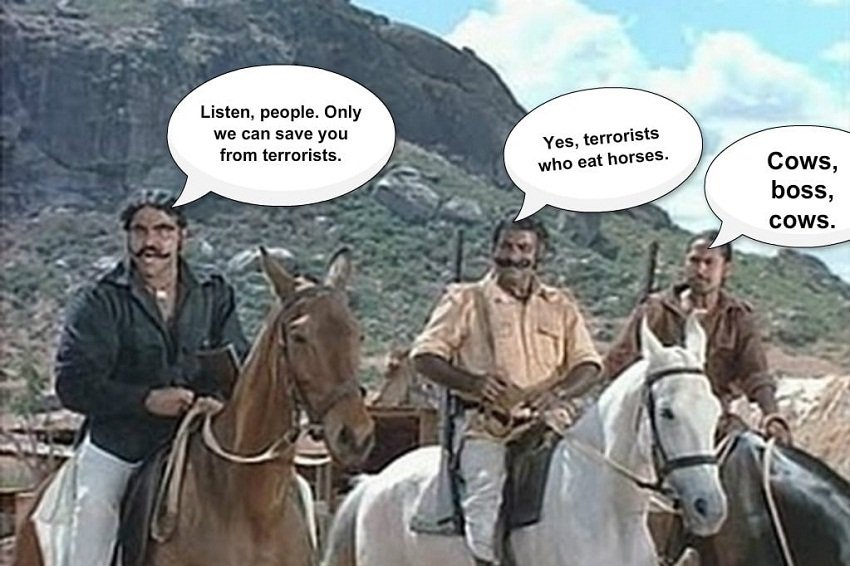 nadeem f paracha satire on india through sholay characters