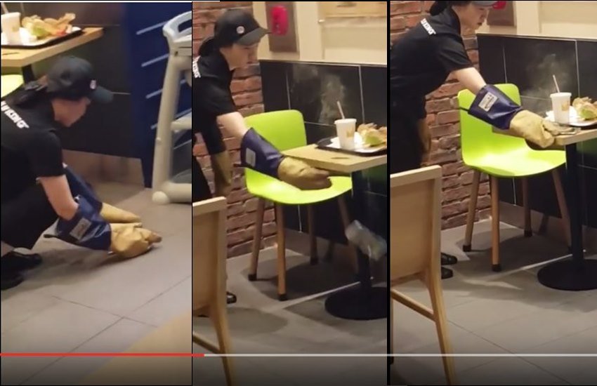 वीडियो दक्षिण कोरिया के इंचियोन स्थित फास्ट फूड बिक्रेता Burger King शॉप की है। 