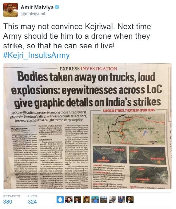 Arvind Kejriwal, Surgical Strike, Indian Army, LoC Surgical Strike, PoK Surgical strike, Kejriwal insults Army, Twitter Trolls, Narendra Modi, India News, jansatta