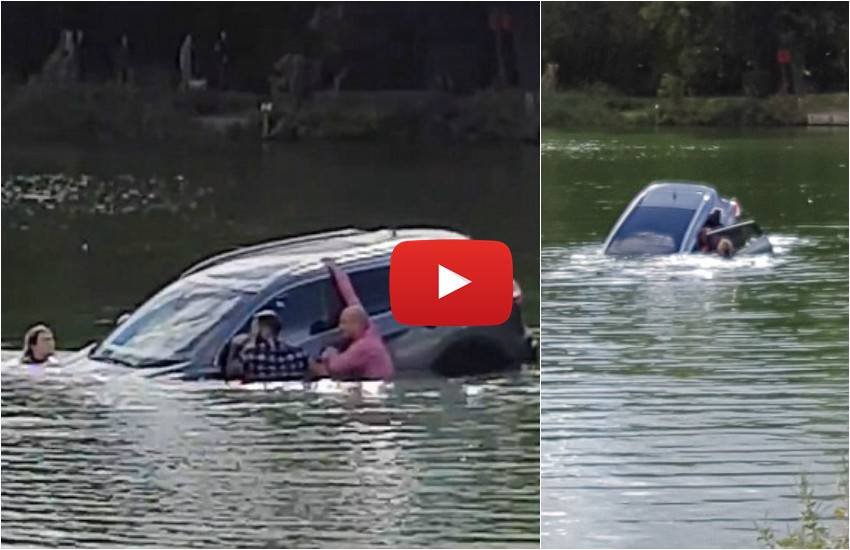 Viral Video, Brave Act, Trending Video, Sinking car, Saving A Life, Drowning, Drowning in Lake, Swimming, Brave video, World, Jansatta