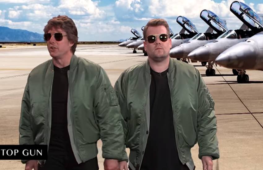 नौ मिनट के वीडियो में फिल्म टॉप गन का फिल्माया गया एक सीन। 