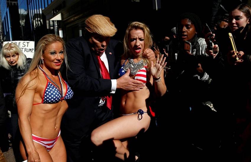 Donald, Trump, Donald Trump, Times Square, Alison Jackson, New York, Trump with bikini-clad babes