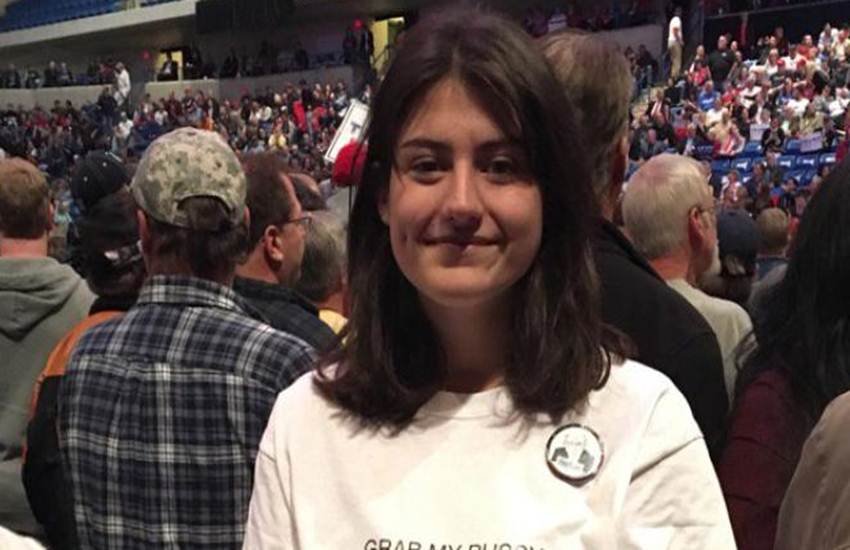 Donald Trump, Donald Trump sexual assault, sexual assault, Trump rally, t-shirt, girl protest against trump