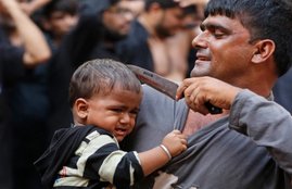 Ashura, Shia, self-flagellation, pictures, blood, whipping, India, Prophet, grandson, Hussein, Karbala