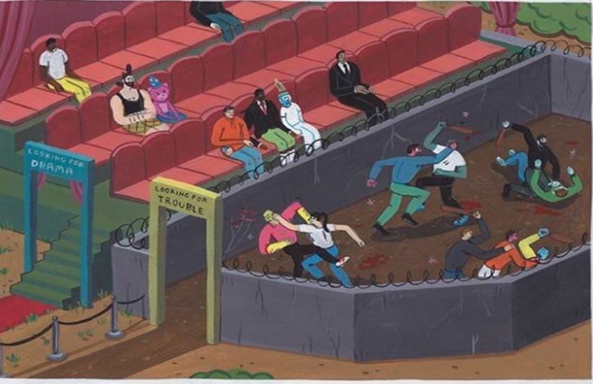 Our society, today, different, from the world of 10 years ago, A lot has changed, last decade, online life, self-esteem,likes, shares, Internet, hate speech, cyberspace,real world, artist, modern society, paintings,illustrations