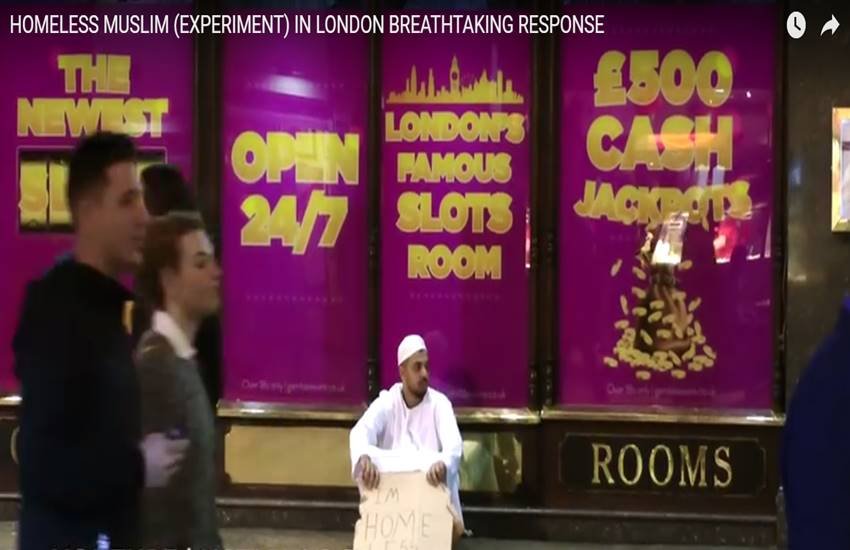 Muslim, homeless, social experiment, Hassan Saleemi, London, Pakistan, Middlesex University, Leicester Square, YouTube, blogger