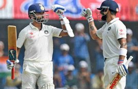 virat kohli news, virat kohli indore, india vs New zealand, virat kohli Ajinkya Rahane, Kohli Rahane Partnership, indore test ind vs nz, holkar stadium indore, IND vs NZ Day 2