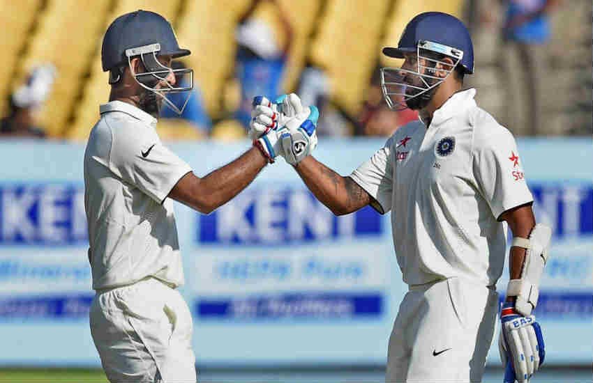 rajkot test, India vs England, Ind vs Eng Test, Ind vs Eng Test day 3, Cheteshwar Pujara, Murali Vijay, India vs Eng Live Score, India vs England Test Scorecard