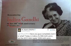 एक साल पहले ही इंदिरा गांधी की 100 जयंती मना बैठी कांग्रेस! विज्ञापन में गलती पर लगी फटकार