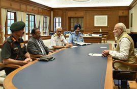 Narendra Modi, Prime Minister Narendra Modi, PM Modi, military chief, Meeting, Army Chief General Dalbir Singh, Air Force Chief Air Chief Marshal Arup Raha, Navy Chief Admiral Sunil Lanba