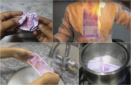 Rs 2000, 2000 Note, New Notes, 2000 Note experiments, Note Wash, Note Sprite, Note Burn, Funny Notes, Demonetisation, India, jansatta