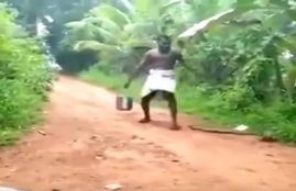 Snake, Black Cobra Snake, Snake between legs of a man, Man got Scared of Snake, Snake on The Road, Snake and Man, Indian Man fall on Snake