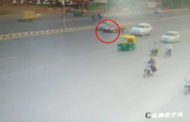 caught on camera, road accident, road safety, hit and run, Car hits woman, Ahmedabad