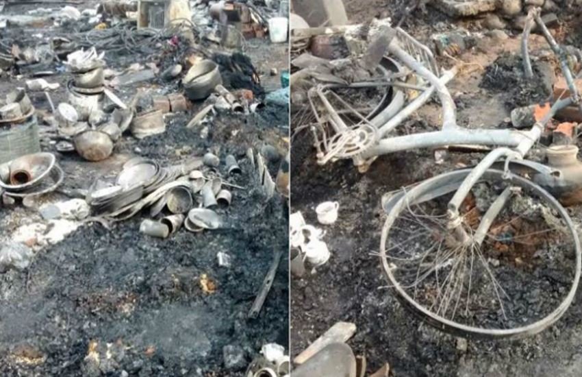 जम्मू कश्मीर के नरवाल सेक्टर की झुग्गियों में आग गई। 