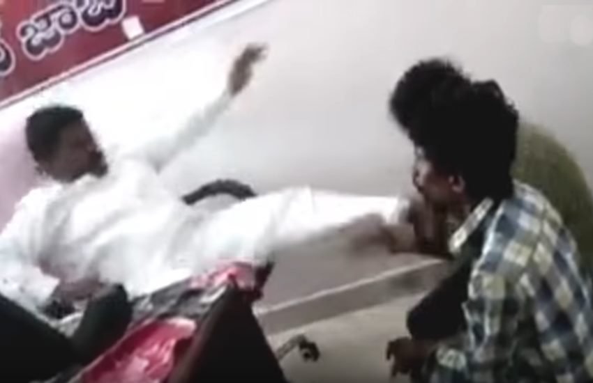 TRS leader, abuse poor, Eduluri Santosh, Suryapet, Trs leader footage, TRS, Telangana, Hyderabad