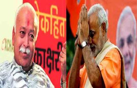 राष्ट्रीय स्वयंसेवक संघ के प्रमुख मोहन भागवत (बाएं) और प्रधानमंत्री नरेंद्र मोदी। (फाइल फोटो)