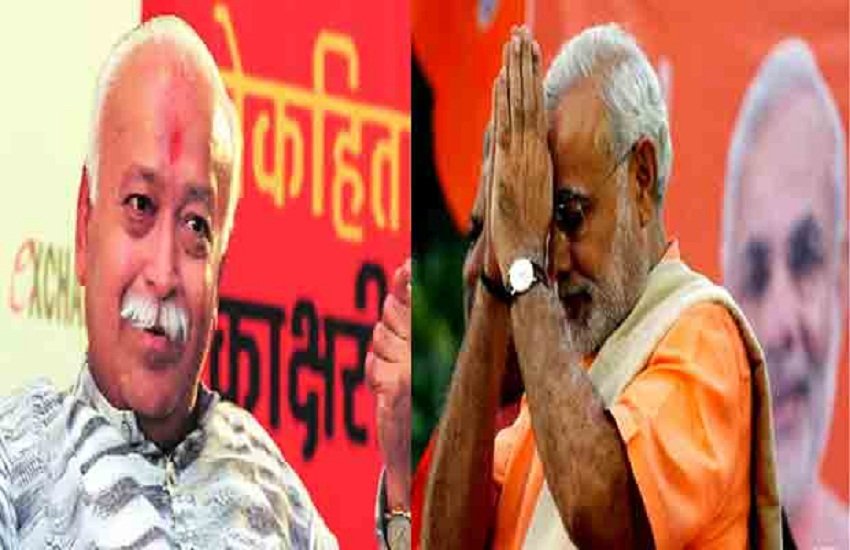 राष्ट्रीय स्वयंसेवक संघ के प्रमुख मोहन भागवत (बाएं) और प्रधानमंत्री नरेंद्र मोदी। (फाइल फोटो)